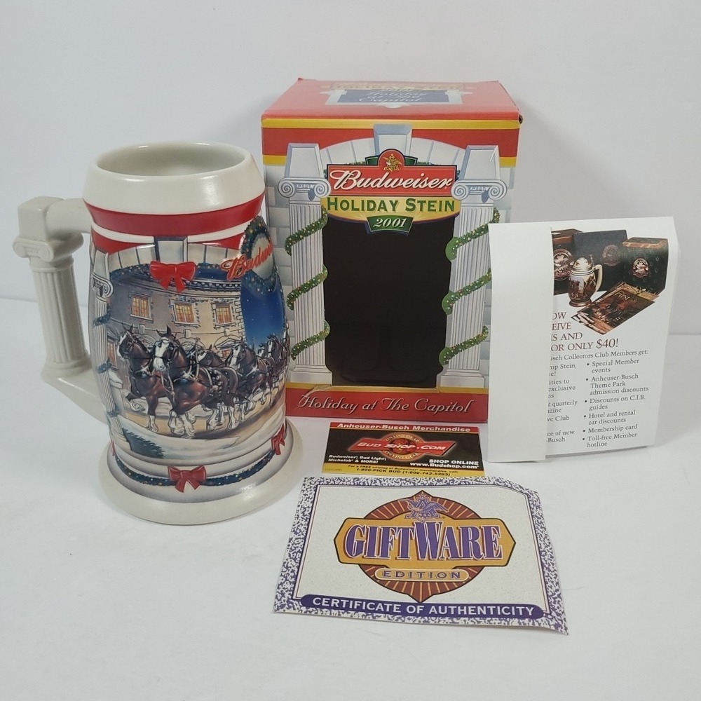 Budweiser‎ Holiday Stein 2001 Holiday At The Capitol Anheuser-Busch CS455